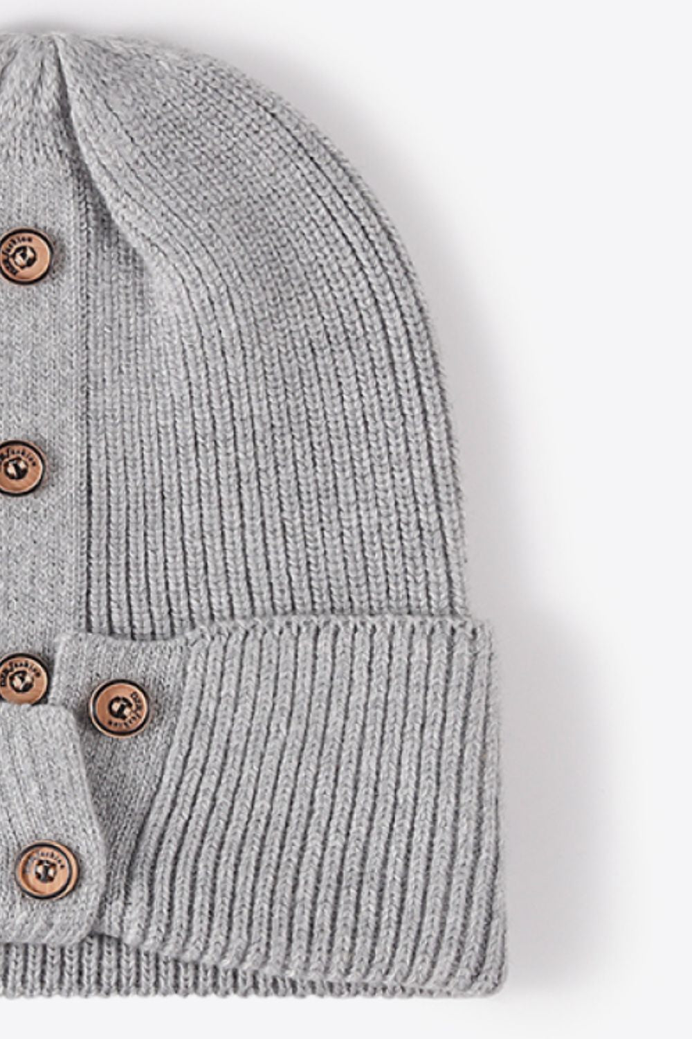 Button Detail Rib-Knit Cuff Beanie king-general-store-5710.myshopify.com