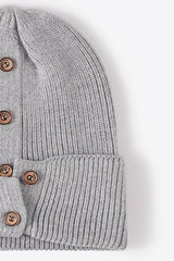 Button Detail Rib-Knit Cuff Beanie king-general-store-5710.myshopify.com