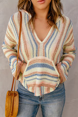 Striped Hooded Sweater with Kangaroo Pocket king-general-store-5710.myshopify.com