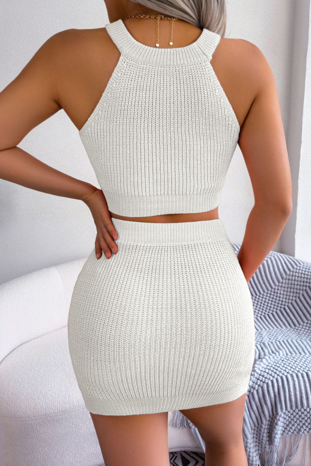 Heart Contrast Ribbed Sleeveless Knit Top and Skirt Set king-general-store-5710.myshopify.com