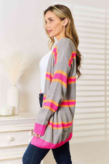 Woven Right Ribbed Long Sleeve Cardigan king-general-store-5710.myshopify.com