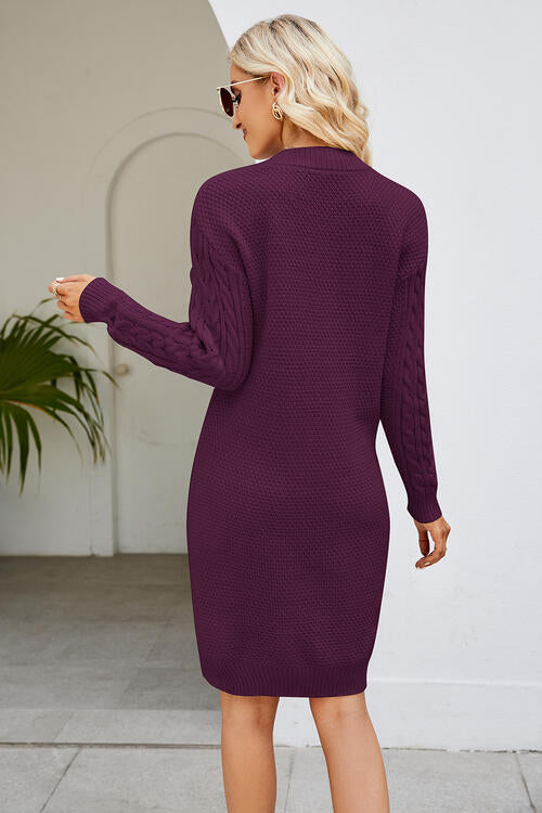 Cable-Knit Long Sleeve Sweater Dress king-general-store-5710.myshopify.com