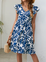 Floral V-Neck Flutter Sleeve Dress king-general-store-5710.myshopify.com