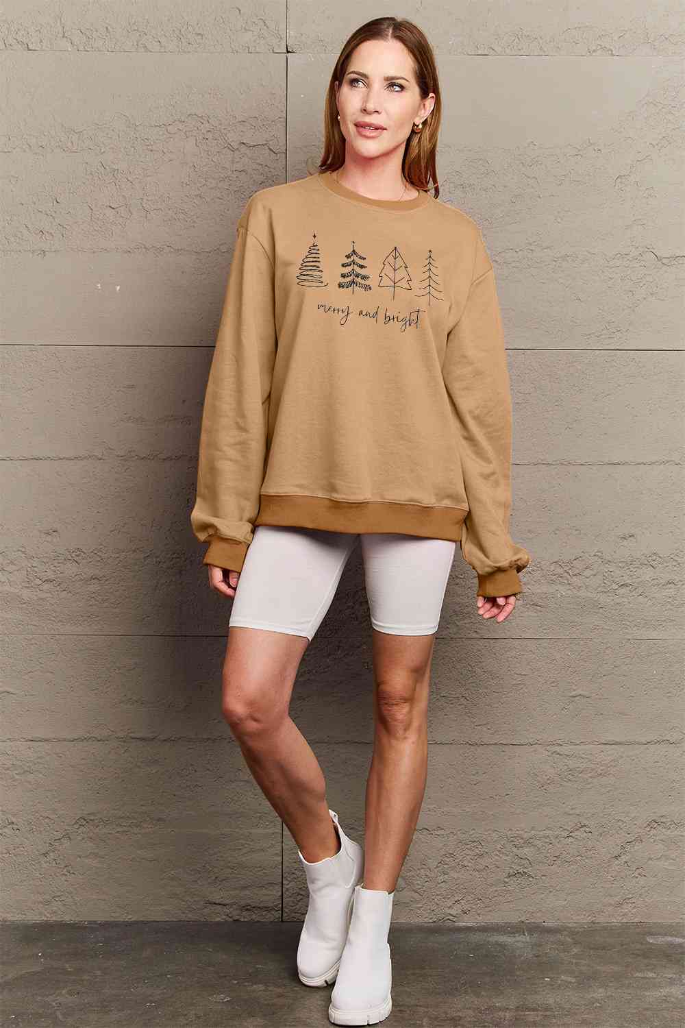 Simply Love Full Size MERRY AND BRIGHT Graphic Sweatshirt king-general-store-5710.myshopify.com