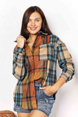 Double Take Plaid Curved Hem Shirt Jacket with Breast Pockets king-general-store-5710.myshopify.com