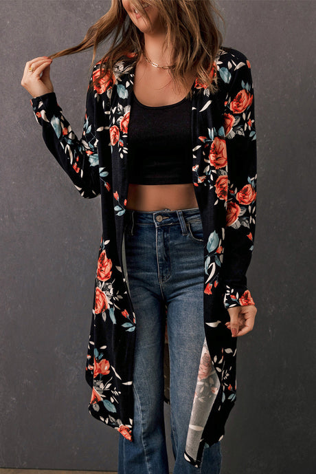 Printed Open Front Longline Cardigan king-general-store-5710.myshopify.com