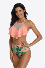 Tropical Print Ruffled Two-Piece Swimsuit king-general-store-5710.myshopify.com