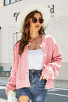 Woven Right Openwork Pompom Puff Sleeve Cardigan king-general-store-5710.myshopify.com