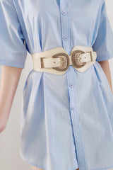 Shell Double Buckle Elastic Wide Belt king-general-store-5710.myshopify.com