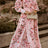 Floral Tie Belt Bishop Sleeve Slit Maxi Dress king-general-store-5710.myshopify.com