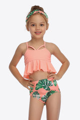 Botanical Print Crisscross Ruffled Two-Piece Swim Set king-general-store-5710.myshopify.com