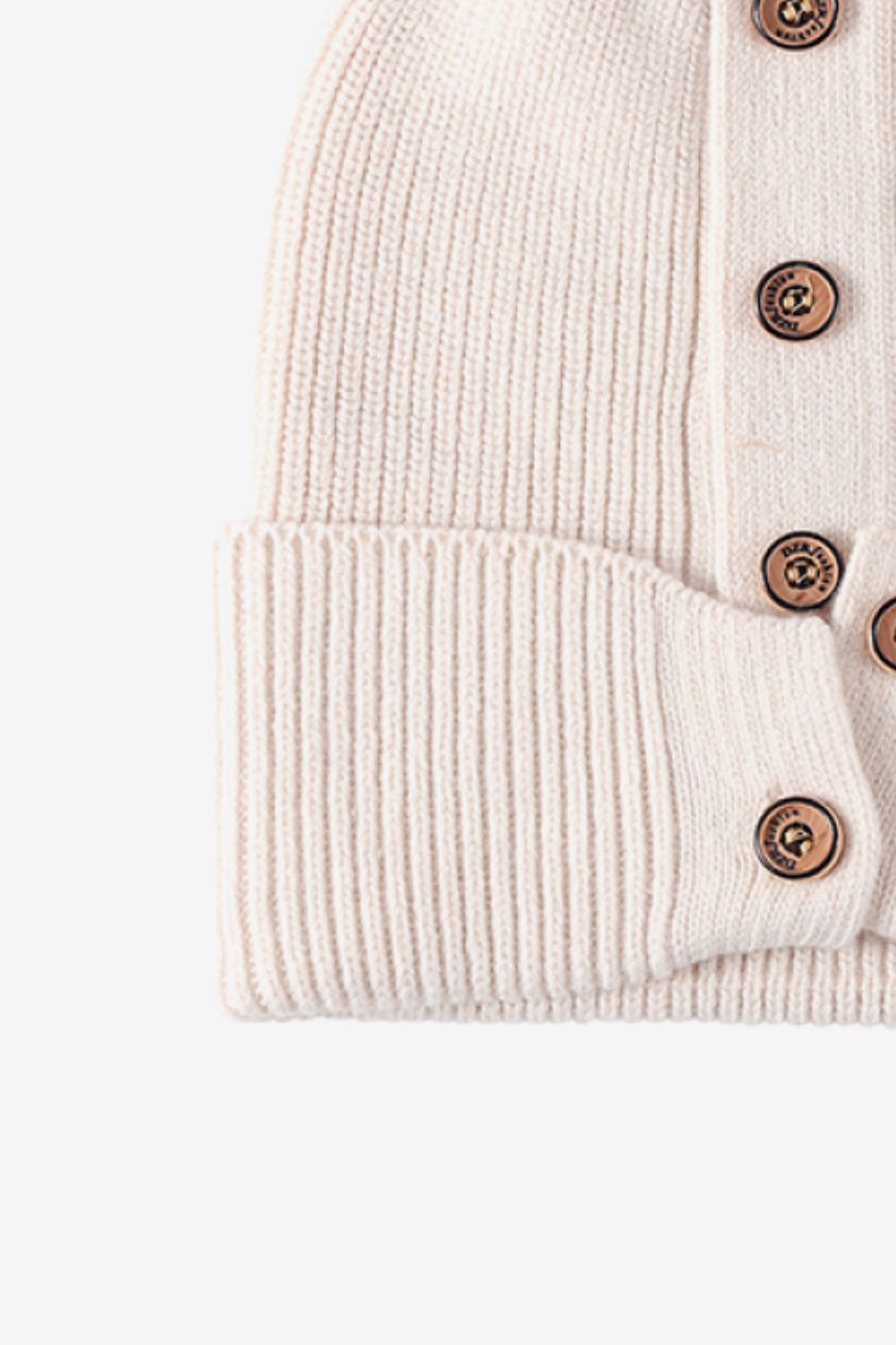 Button Detail Rib-Knit Cuff Beanie king-general-store-5710.myshopify.com