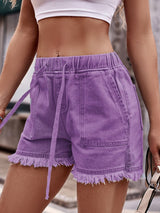 Drawstring Raw Hem Denim Shorts king-general-store-5710.myshopify.com