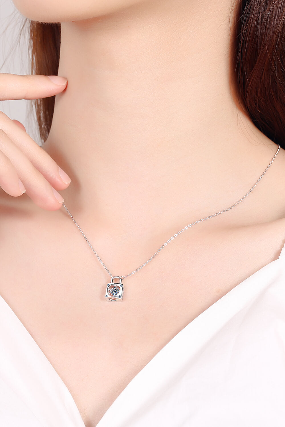 Moissanite Lock Pendant Necklace king-general-store-5710.myshopify.com