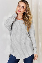 Basic Bae Full Size Ribbed Round Neck Slit T-Shirt king-general-store-5710.myshopify.com