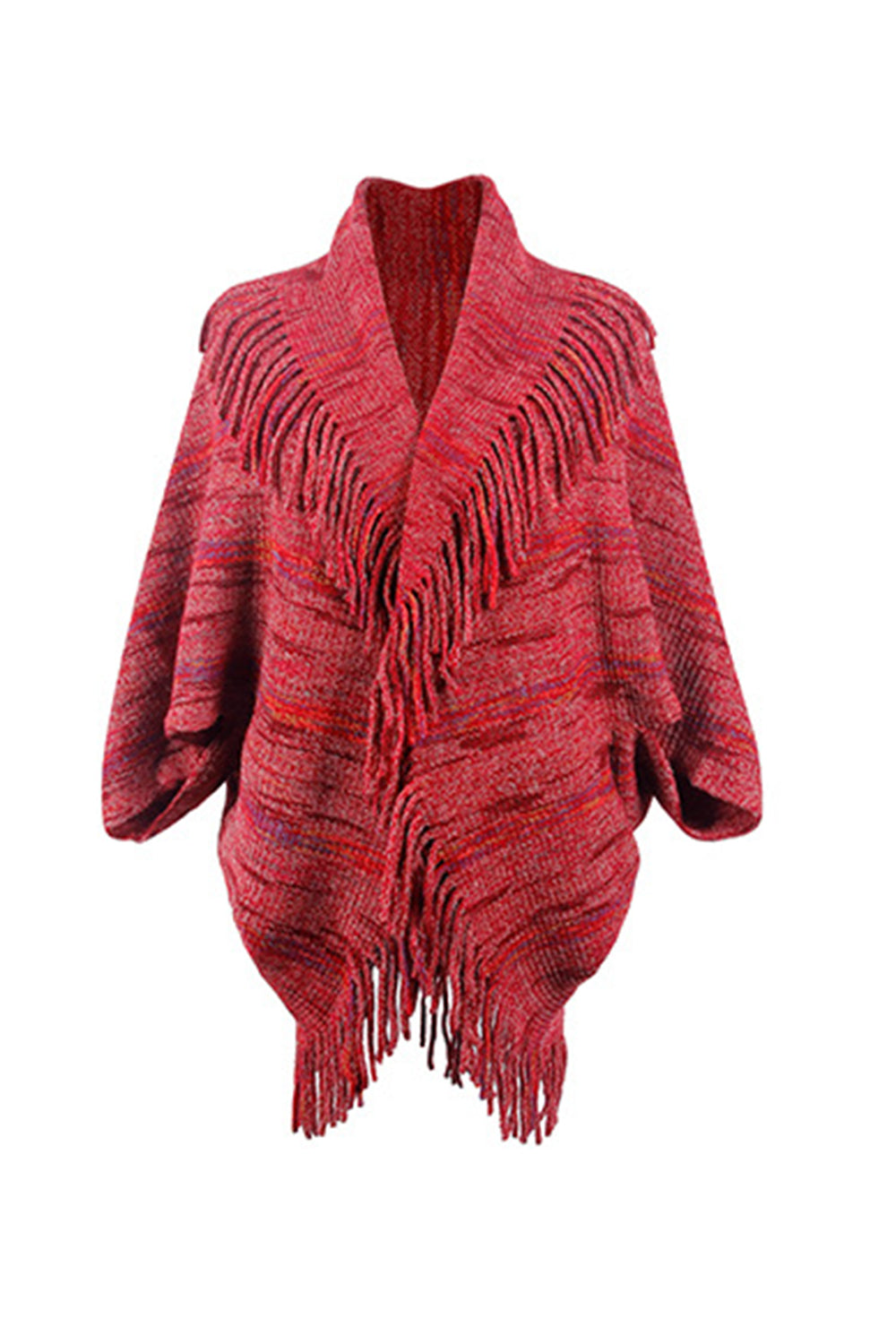 Fringe Detail Printed Poncho king-general-store-5710.myshopify.com