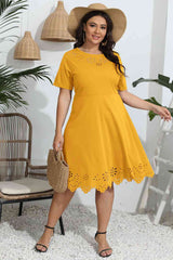 Plus Size Round Neck Openwork Dress king-general-store-5710.myshopify.com