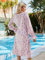 Floral Boat Neck Flounce Sleeve Dress king-general-store-5710.myshopify.com