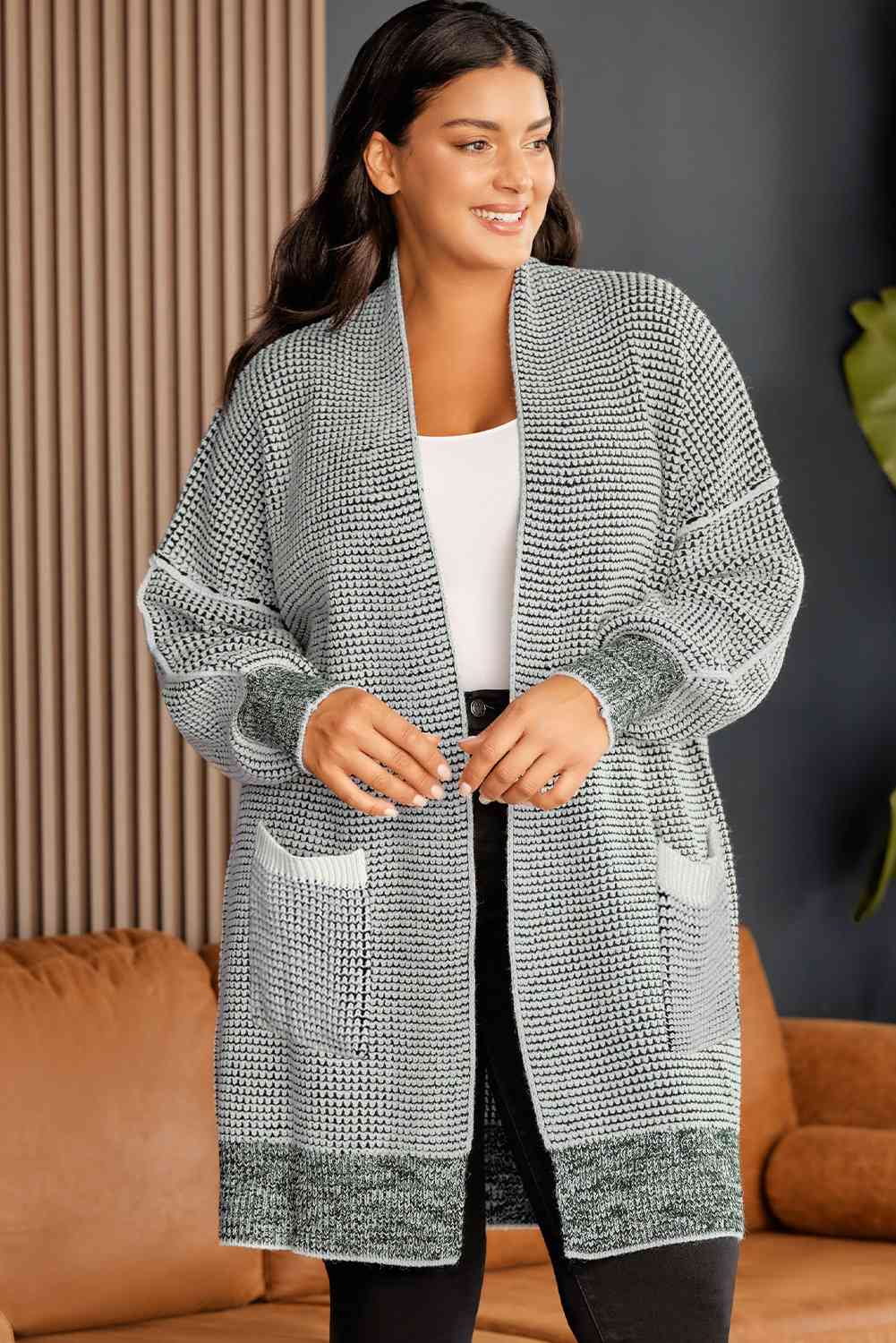 Plus Size Open Front Longline Cardigan king-general-store-5710.myshopify.com