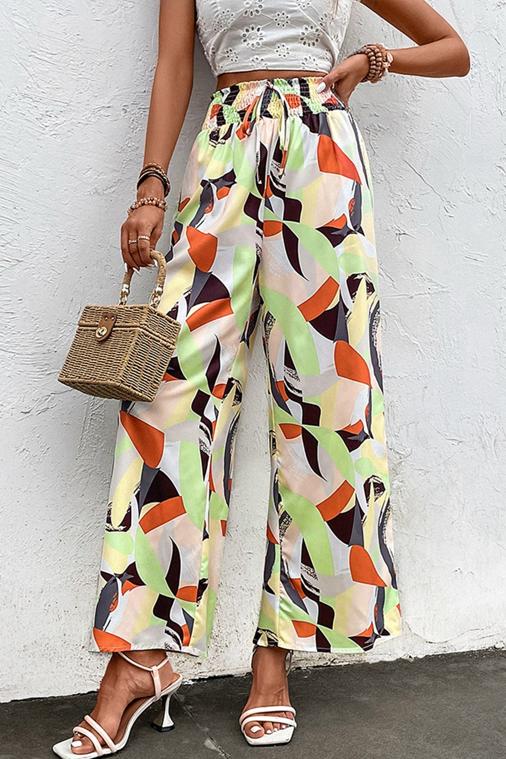 Printed Smocked Waist Wide Leg Pants king-general-store-5710.myshopify.com