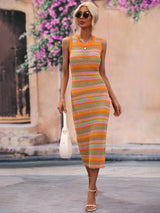 Striped Round Neck Sleeveless Midi Cover Up Dress king-general-store-5710.myshopify.com