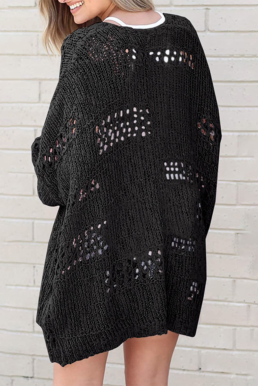 Openwork Long Sleeve Cardigan king-general-store-5710.myshopify.com