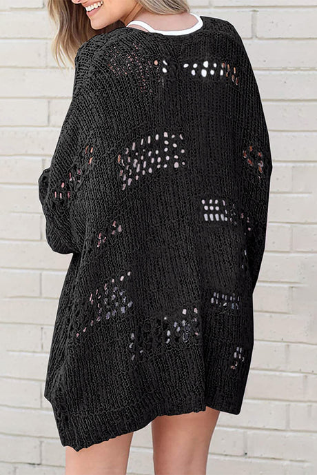 Openwork Long Sleeve Cardigan king-general-store-5710.myshopify.com