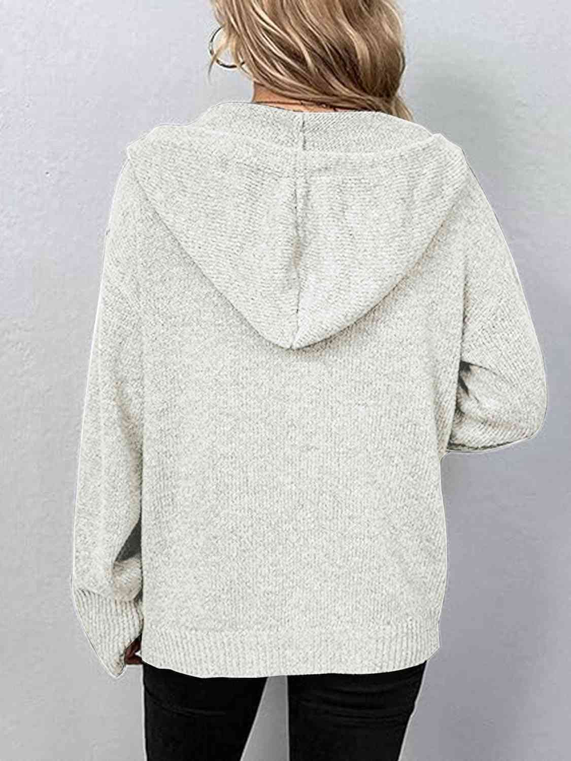 Button Up Drawstring Long Sleeve Hooded Cardigan king-general-store-5710.myshopify.com