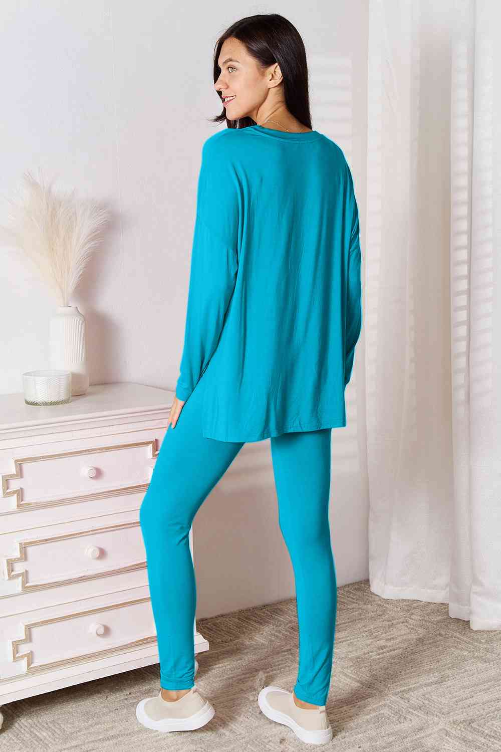 Basic Bae Full Size V-Neck Soft Rayon Long Sleeve Top and Pants Lounge Set king-general-store-5710.myshopify.com