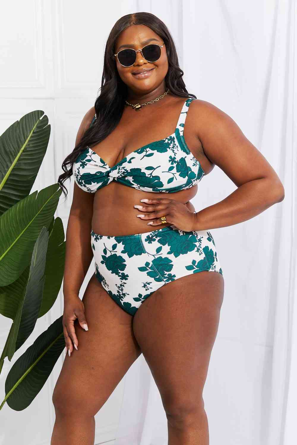 Marina West Swim Take A Dip Twist High-Rise Bikini in Forest king-general-store-5710.myshopify.com