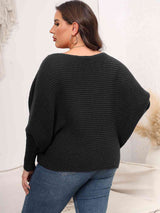 Full Size Boat Neck Batwing Sleeve Sweater king-general-store-5710.myshopify.com