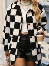 Double Take Full Size Checkered Button Front Coat with Pockets king-general-store-5710.myshopify.com