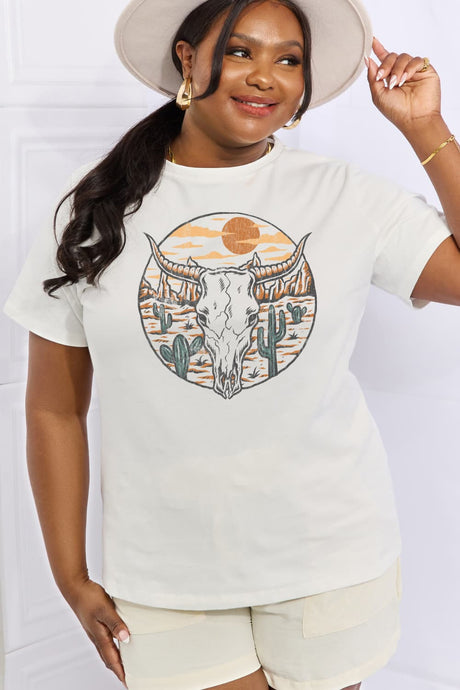 Simply Love Full Size Bull Cactus Graphic Cotton Tee king-general-store-5710.myshopify.com