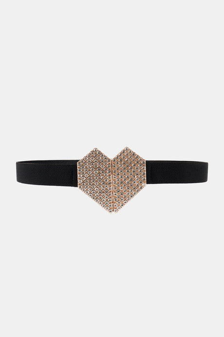 Rhinestone Heart Buckle Elastic Belt king-general-store-5710.myshopify.com