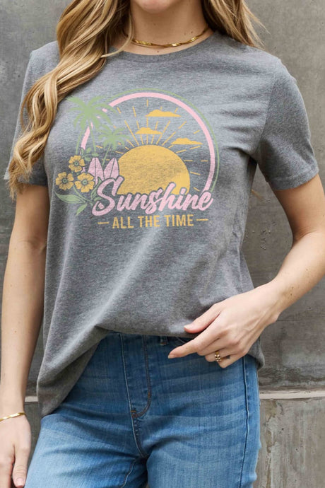 Simply Love Full Size SUNSHINE ALL THE TIME Graphic Cotton Tee king-general-store-5710.myshopify.com