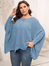 Plus Size Round Neck Batwing Sleeve Sweater king-general-store-5710.myshopify.com