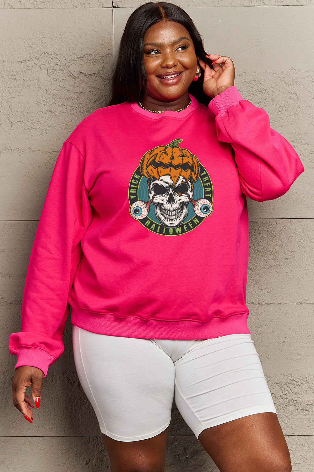 Simply Love Full Size Skull Graphic Sweatshirt king-general-store-5710.myshopify.com