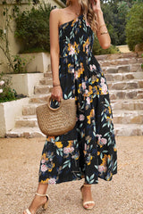 Floral One-Shoulder Sleeveless Dress with Pockets king-general-store-5710.myshopify.com