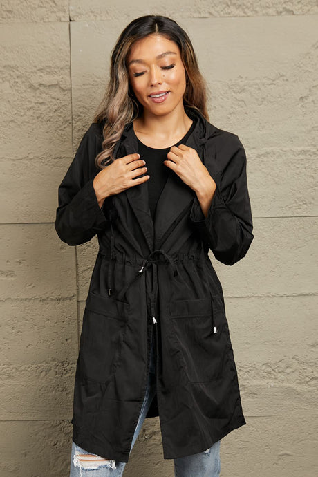 Double Take Drawstring Hooded Longline Jacket king-general-store-5710.myshopify.com