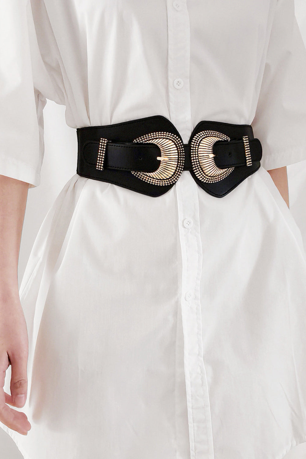 Shell Double Buckle Elastic Wide Belt king-general-store-5710.myshopify.com