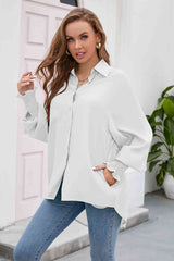 High-Low Collared Neck Lantern Sleeve Shirt king-general-store-5710.myshopify.com