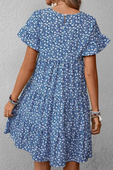 Floral Round Neck Flounce Sleeve Dress king-general-store-5710.myshopify.com