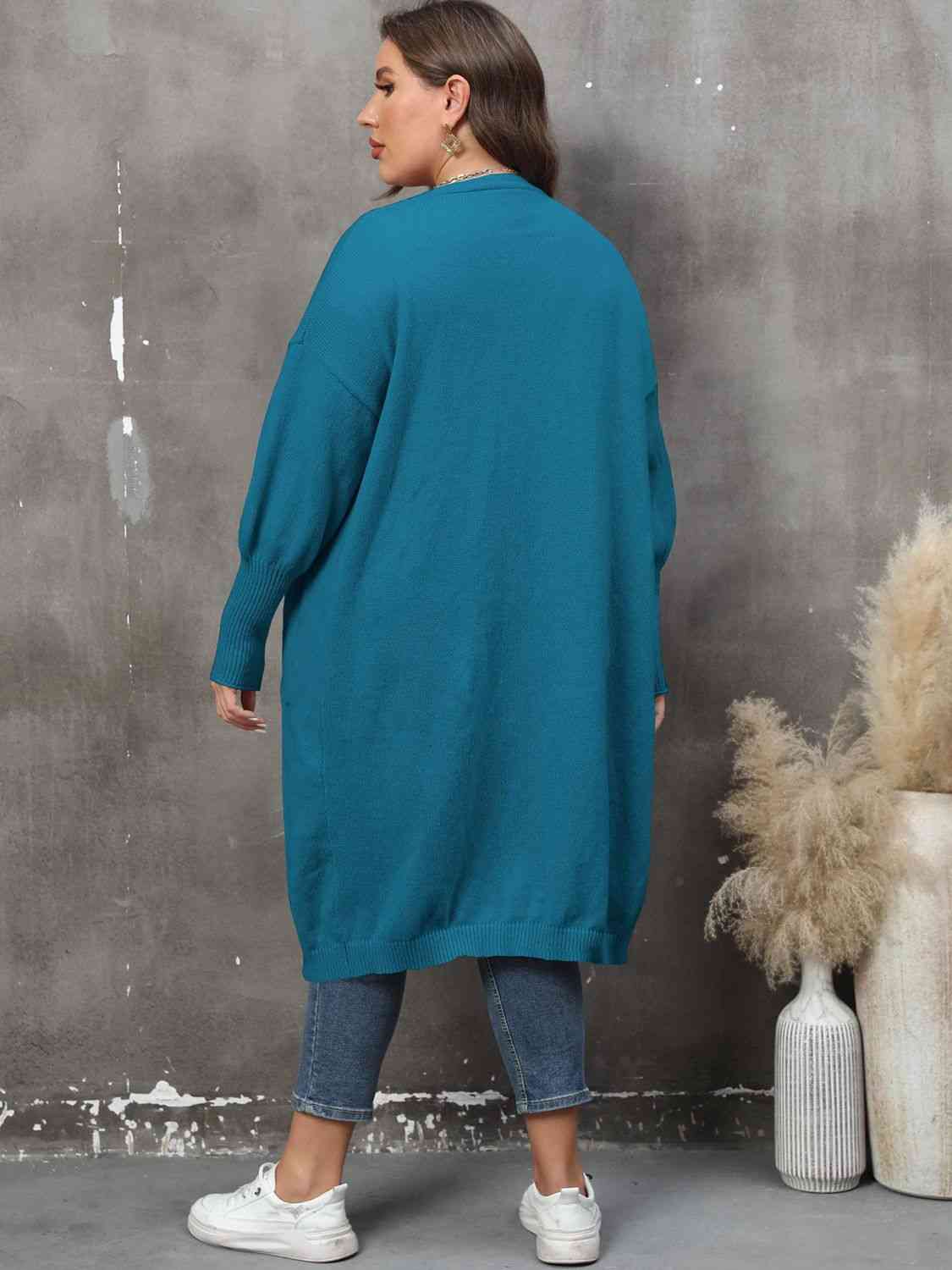 Plus Size Long Sleeve Pocketed Cardigan king-general-store-5710.myshopify.com