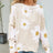 Daisy Print Openwork Round Neck Sweater king-general-store-5710.myshopify.com