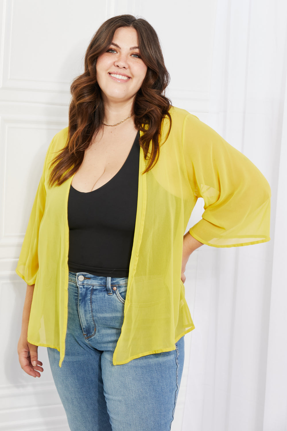 Melody Just Breathe Full Size Chiffon Kimono in Yellow king-general-store-5710.myshopify.com