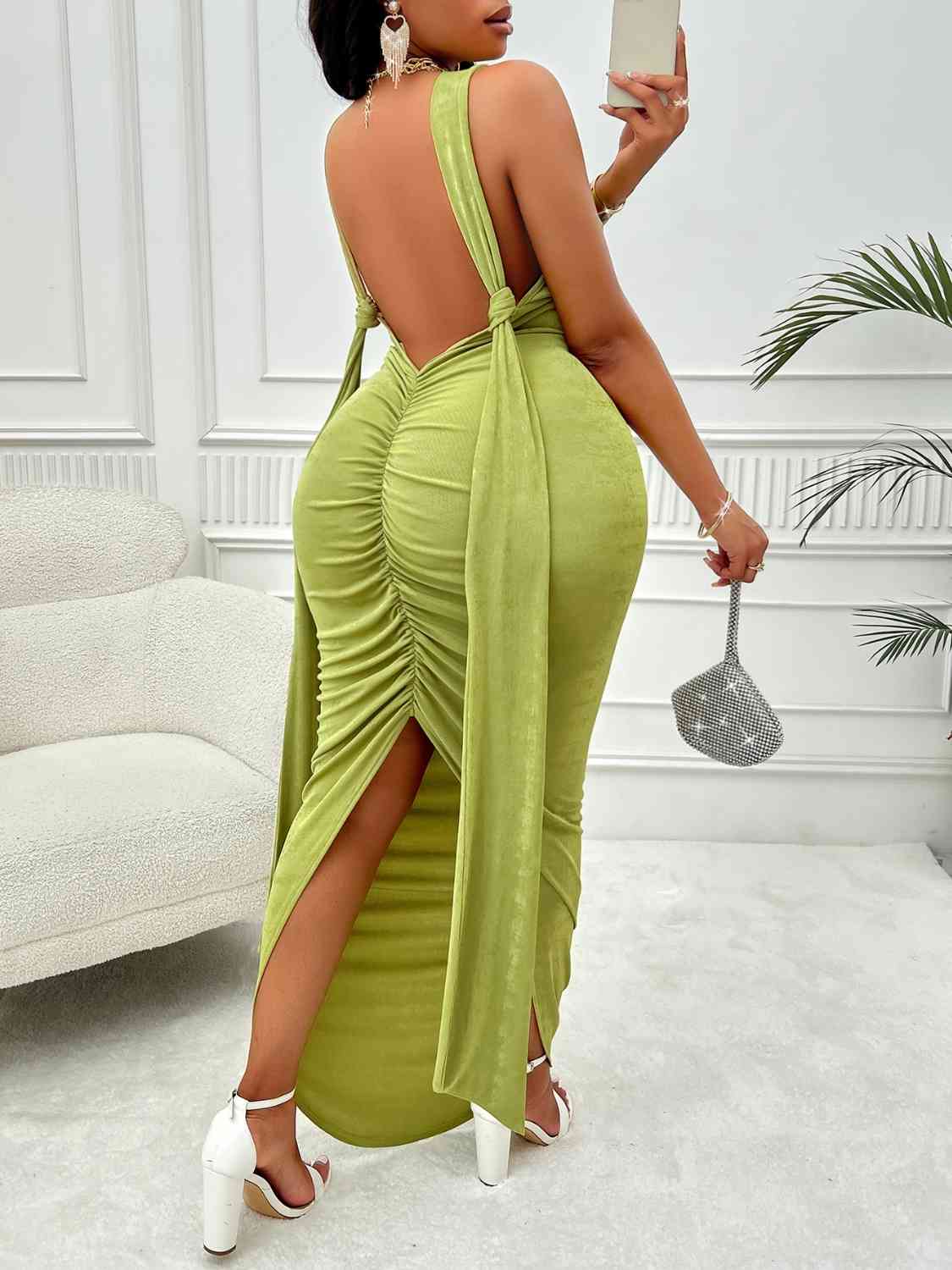 Plus Size Backless Ruched Dress king-general-store-5710.myshopify.com
