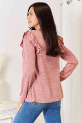 Double Take Square Neck Ruffle Shoulder Long Sleeve T-Shirt king-general-store-5710.myshopify.com