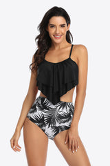 Botanical Print Ruffled Two-Piece Swimsuit king-general-store-5710.myshopify.com