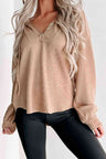 Buttoned Drop Shoulder Drawstring Hoodie king-general-store-5710.myshopify.com