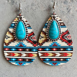 Turquoise Teardrop Shape Wooden Dangle Earrings king-general-store-5710.myshopify.com
